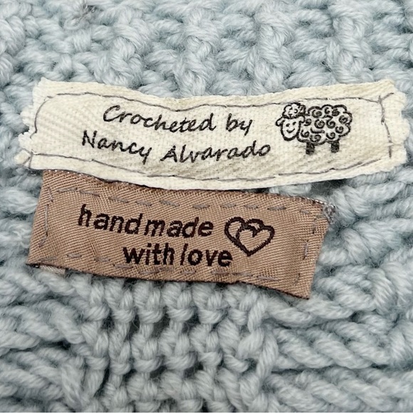 Handmade Leaves & Berries Sky Blue and Gray Sweater - Picture 3 of 5